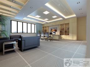 辦公室裝飾品 總經理辦公室 寫字樓辦公 寫字樓室內 壓紋壁紙 藍色窗簾 石膏板吊頂 木質吊頂 吊頂設計 花紋瓷磚 拼花地磚 射燈 燈帶 辦公室燈具 展示柜 儲物柜 辦公室文件柜 白色墻面 黃色墻面 隱形門 黃色門 老板桌 轉椅 辦公椅子 金屬茶幾 邊幾 組合沙發 真皮沙發 