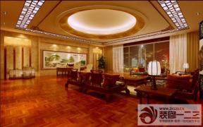 董事長辦公室 辦公室裝飾 中式辦公室 紗簾 白色窗簾 紅木色木地板 石膏板吊頂 吊頂造型 圓形吊頂 吊頂設計 鏤空吊頂 射燈 燈帶 臺燈 大理石墻面 墻面設計 裝飾畫 落地窗 棕色窗簾 中式茶幾 木質茶幾 邊幾 組合沙發 中式沙發 實木沙發 沙發墊 辦公家具 紅木家具 裝飾品 