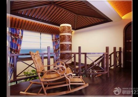 天河区珠江湾畔230平米别墅东南亚风格装修效果图