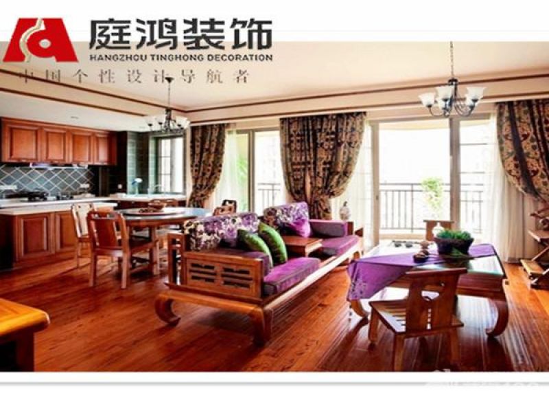 杭州市锦兰公寓110平米三居东南亚风格