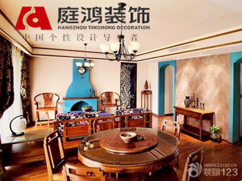 杭州市锦兰公寓110平米三居东南亚风格