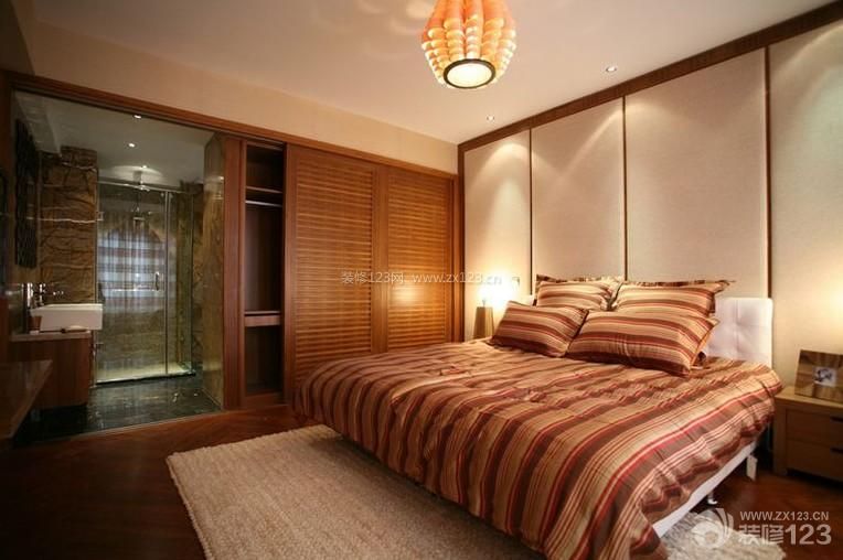 东南亚风格主卧室床头背景墙实景图