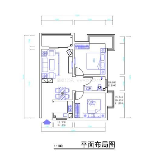 惠眾西城一品二居平面圖設(shè)計
