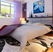 现代设计风格卧室紫色窗帘装修效果图