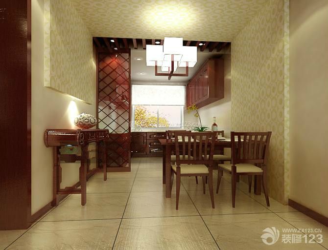 中式风格家庭餐厅隔断效果图