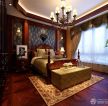 美式古典风格卧室四柱床效果图