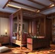 中式别墅主卧室古典床效果图