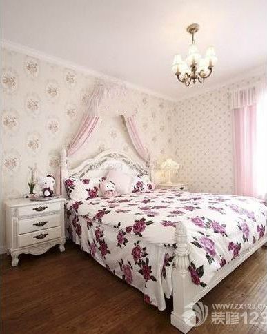 韩式田园风格女生卧室床幔图片
