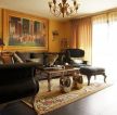 美式新古典风格客厅黄色窗帘图片