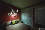简约风格设计卧室木质背景墙装修图片