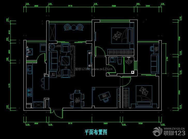 中渝爱都会两室两厅平面图
