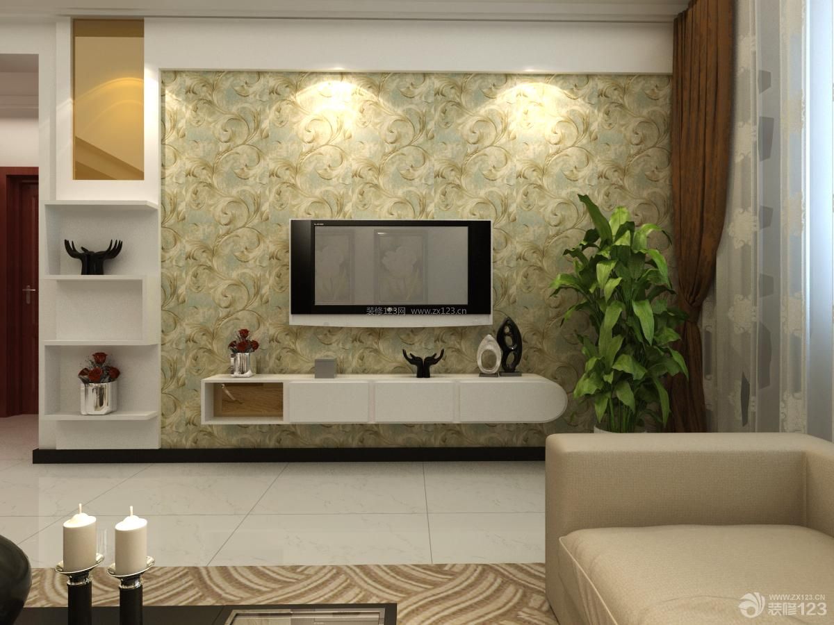 最新简约风格客厅液晶电视背景墙效果图
