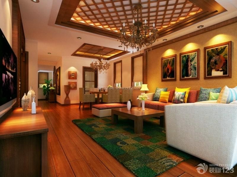 最新东南亚风格设计四室两厅两卫客厅装修设计效果图
