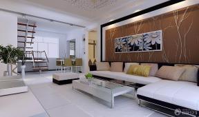 现代简约风格 跃层设计 客厅装修风格 客厅墙画 转角沙发 组合沙发 