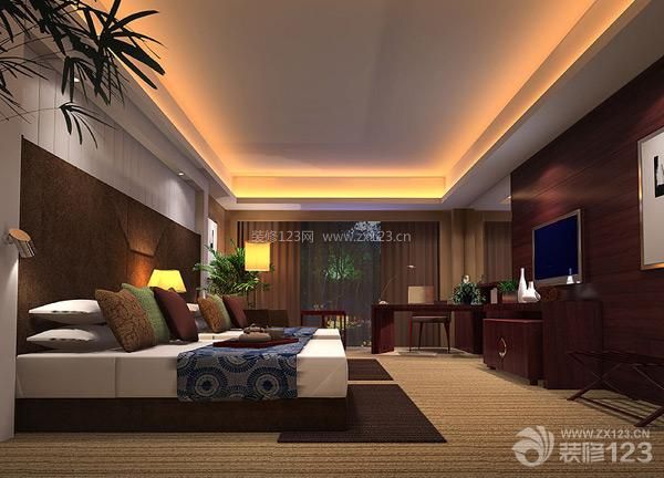 新中式风格 酒店房间 大卧室 卧室颜色搭配 
