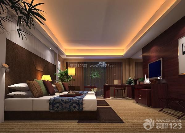 新中式酒店臥室顏色搭配裝修設(shè)計(jì)效果圖