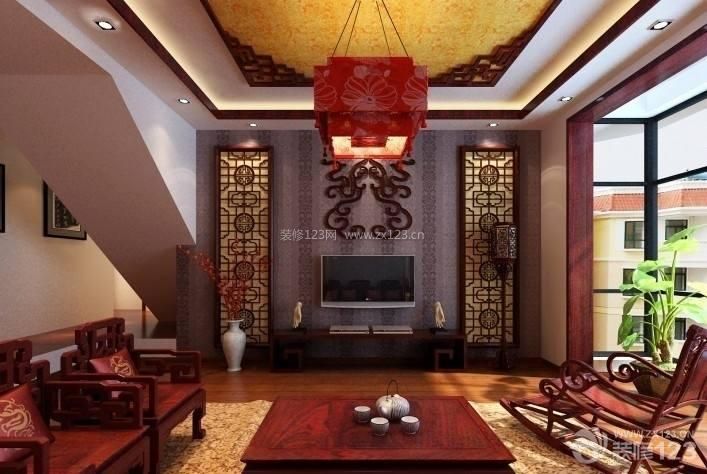 中式风格客厅电视背景墙装修效果图欣赏