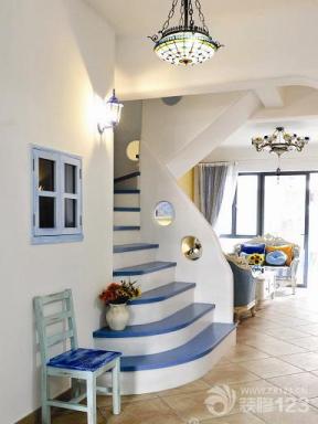 地中海风格设计 楼梯扶手 混合材料楼梯 
