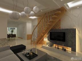 现代设计风格 现代客厅 木楼梯 楼梯扶手 