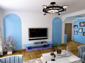 地中海风格设计 液晶电视背景墙 房屋客厅 