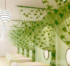 小型美容院室内设计 绿色窗帘 现代设计风格 80平米美容院装修设计 
