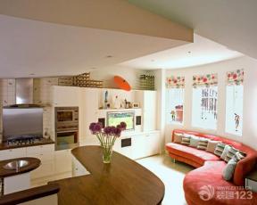 现代设计风格 现代客厅 半敞开式厨房 厨房吧台 客厅装修设计 小户型室内设计 