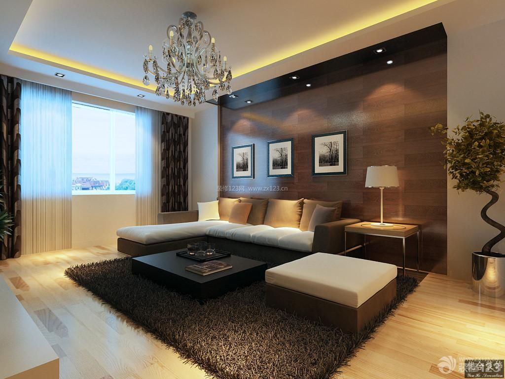 现代简约风格客厅装修设计沙发背景墙图片