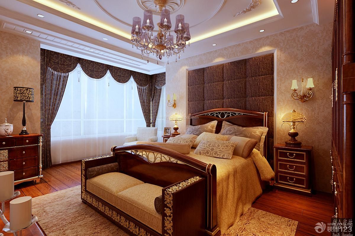 古典欧式风格 主卧室设计 卧室颜色搭配 软包背景墙 