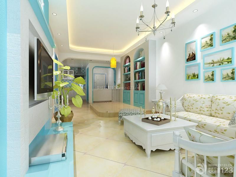 地中海风格装饰20平米客厅装修设计效果图