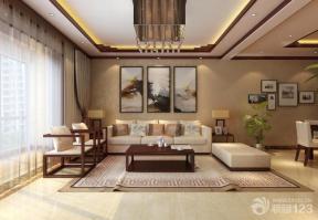 新中式风格 中式家居 20平米客厅 沙发背景墙 照片墙 地毯 客厅沙发摆放 