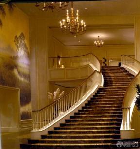 欧式新古典风格 酒店设计 弧形梯 混合材料楼梯 