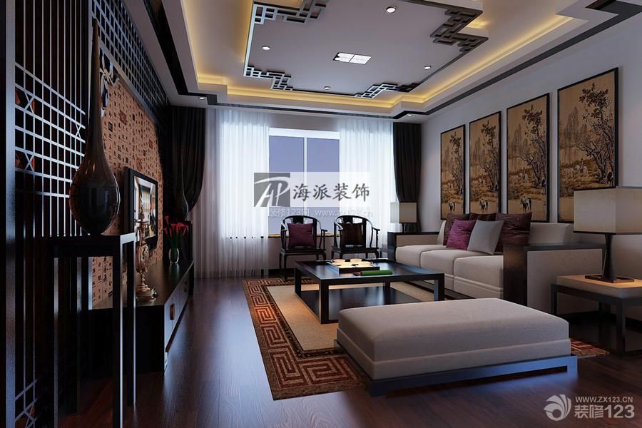 中式古典风格 客厅装修设计 沙发背景墙 