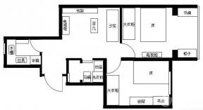 家裝75平米兩室一廳平面圖