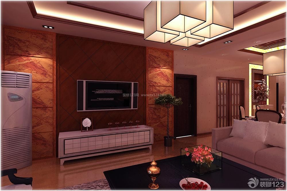 现代中式风格客厅装修设计电视背景墙效果图