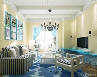 地中海风格60平米两室一厅家装客厅效果图
