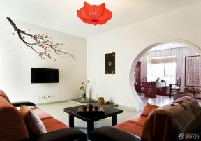 中式风格设计 客厅装修设计 80平米 三室一厅 