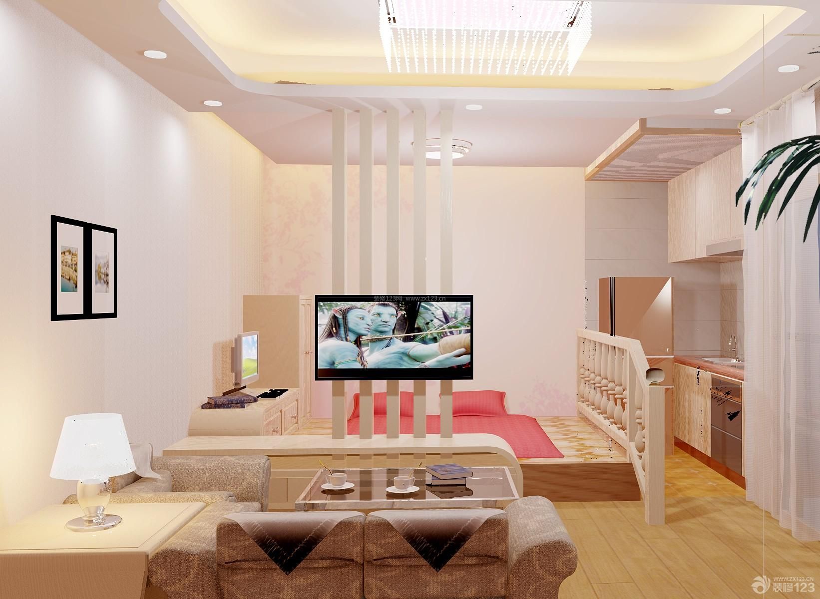 现代简约风格一居室小户型44平米装修效果图