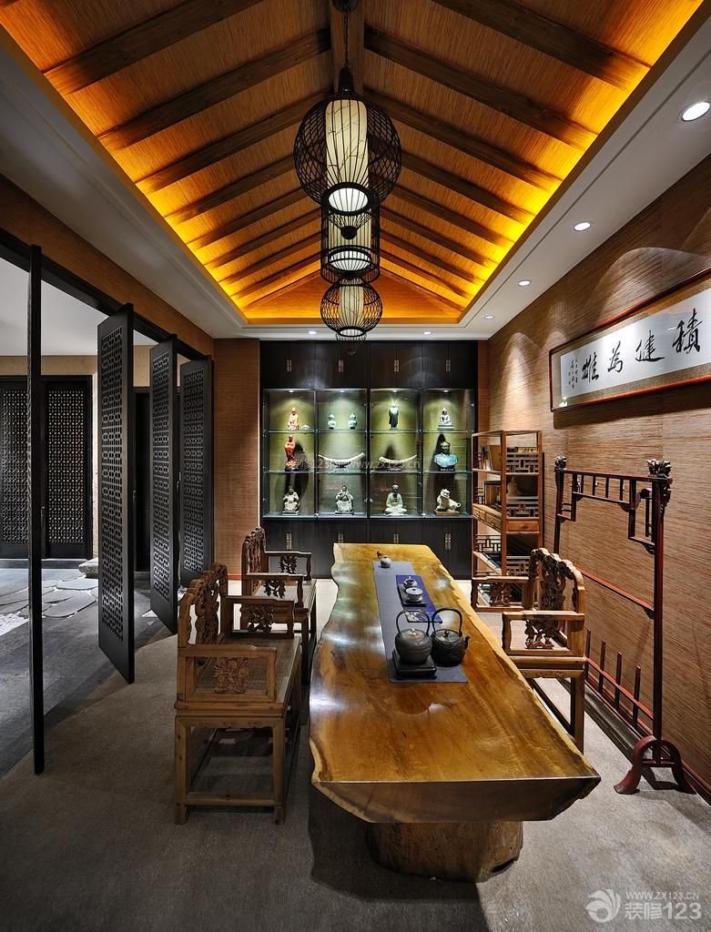 中式壁纸贴图茶楼装修设计图片欣赏 