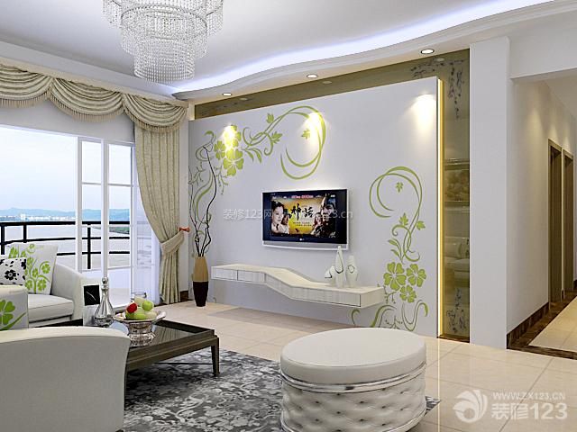 现代设计风格20平米客厅室内电视背景墙装修效果图