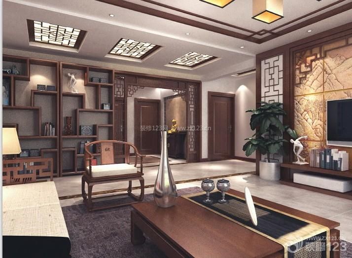 新中式风格 客厅装潢设计效果图 