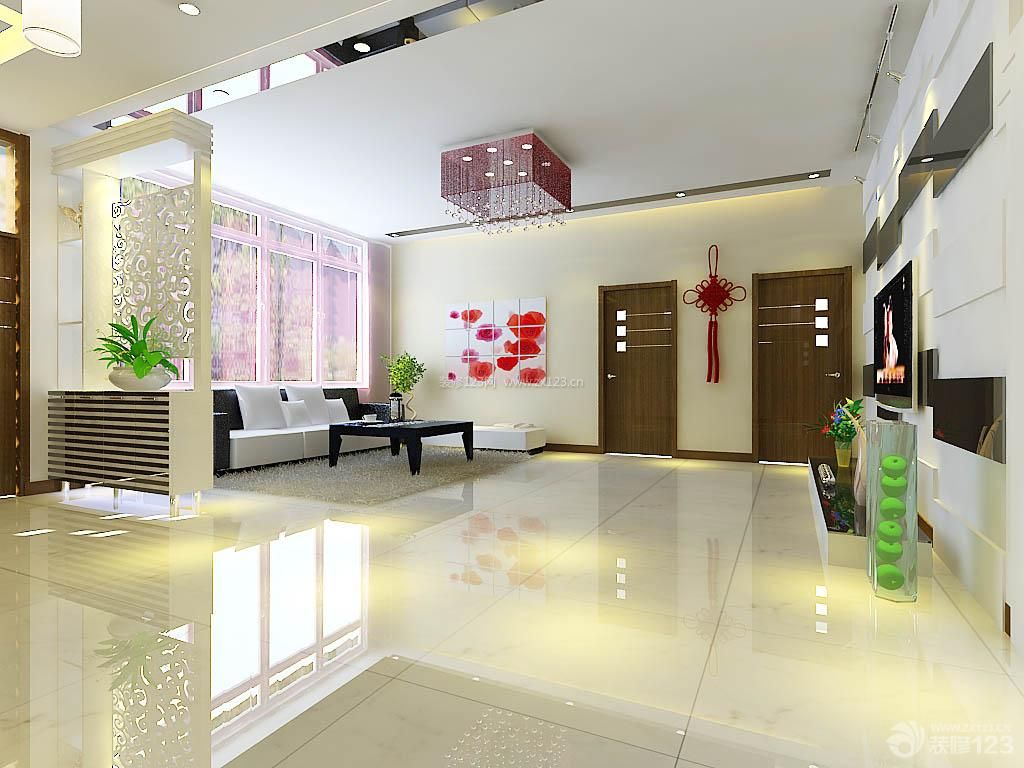 现代简约风格90平米两居室装修设计效果图片