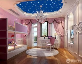 欧式女儿童房卧室吊顶装修设计效果图