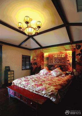 中式婚房装修 2014卧室吊顶效果图