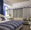 地中海风格设计主卧室印花窗帘设计效果图 