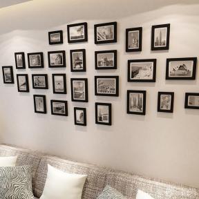 现代简约客厅沙发背景照片墙模板