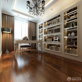 书房设计 深褐色木地板