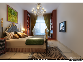 2013欧式卧室效果图 背景墙装饰