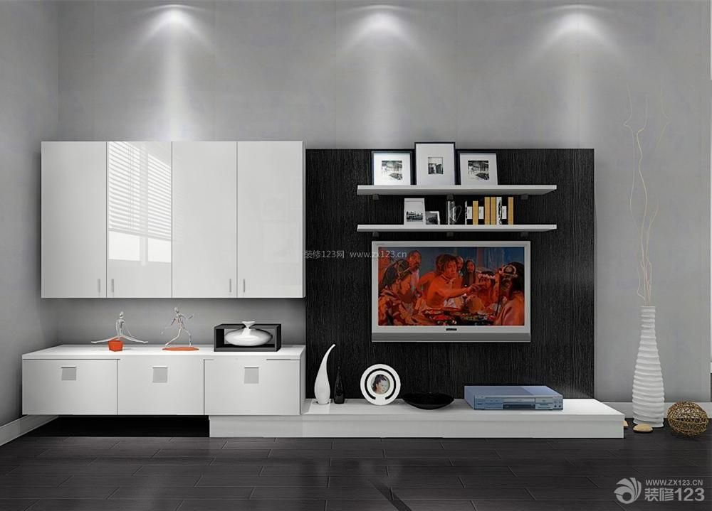 黑白搭配现代风格电视组合柜设计效果图