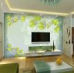 绿色树叶图案手绘电视背景墙壁纸图片