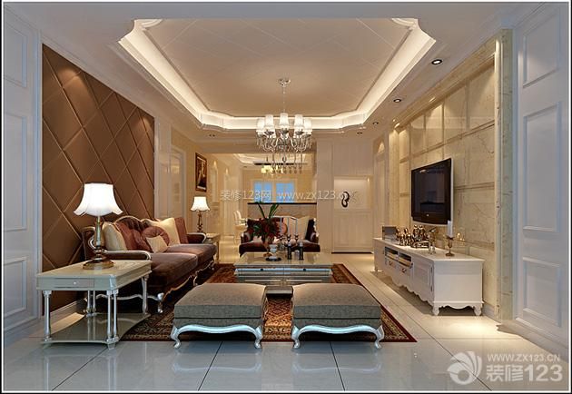 欧式家装设计大客厅组合沙发效果图